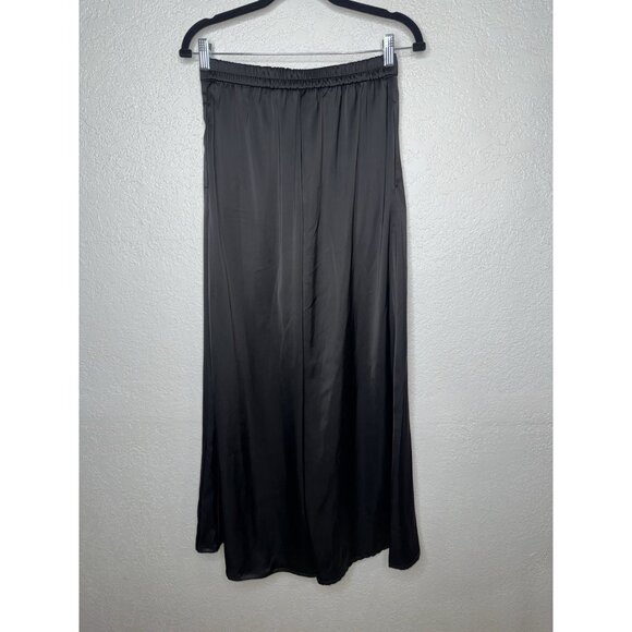 Caroline Constas Black Satin Wide Leg Pants Small (READ) Rise Pockets 1B - Picture 8 of 16